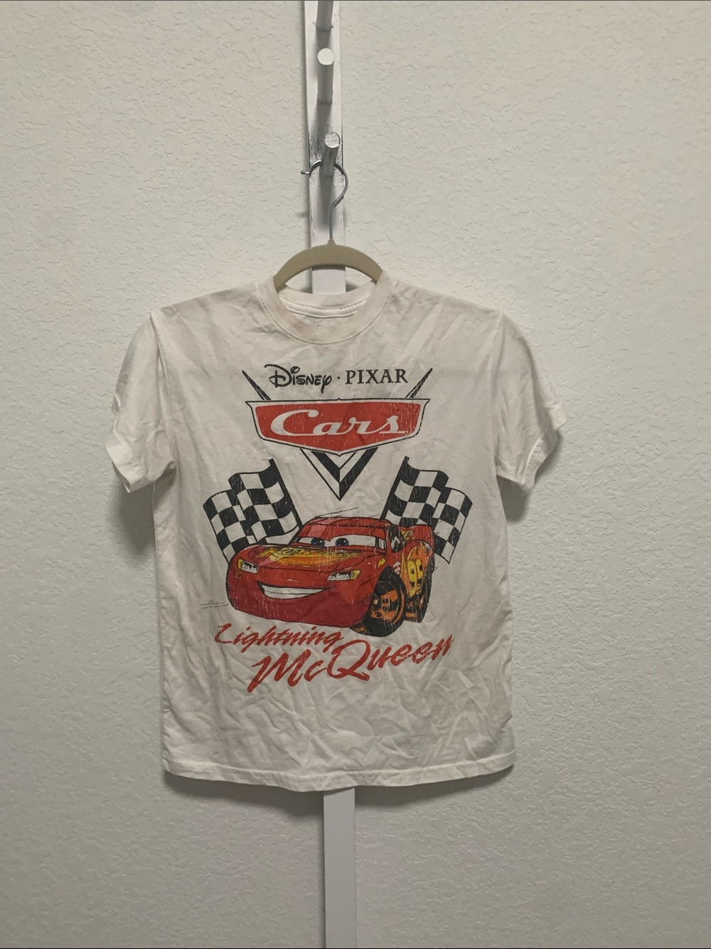 Disney Pixar Cars Lightning McQueen White Kids Graphic T‑Shirt